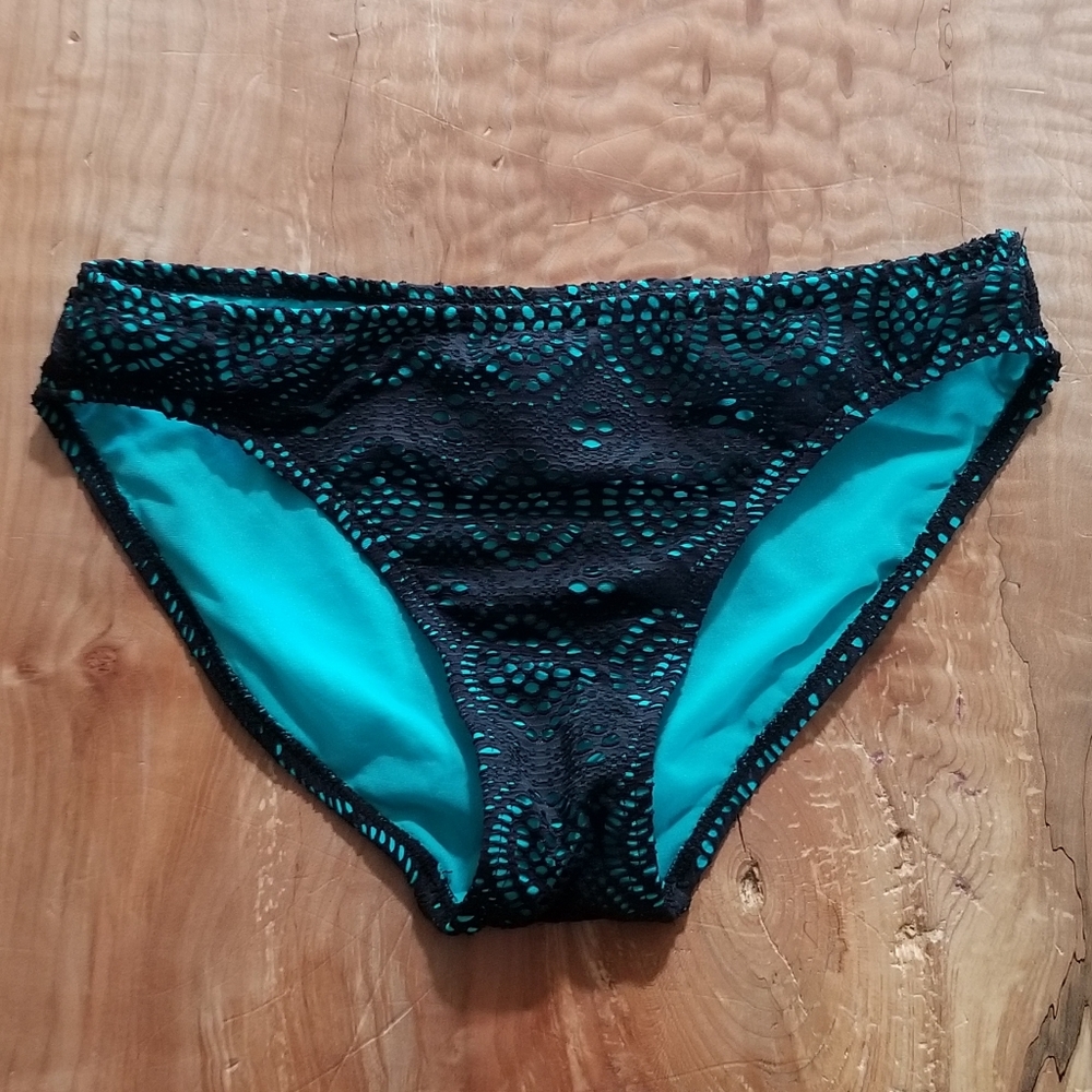 New Black & Blue Textured Swim Bottom